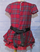 Red and Black Plaid Christmas Dress with black satin bow